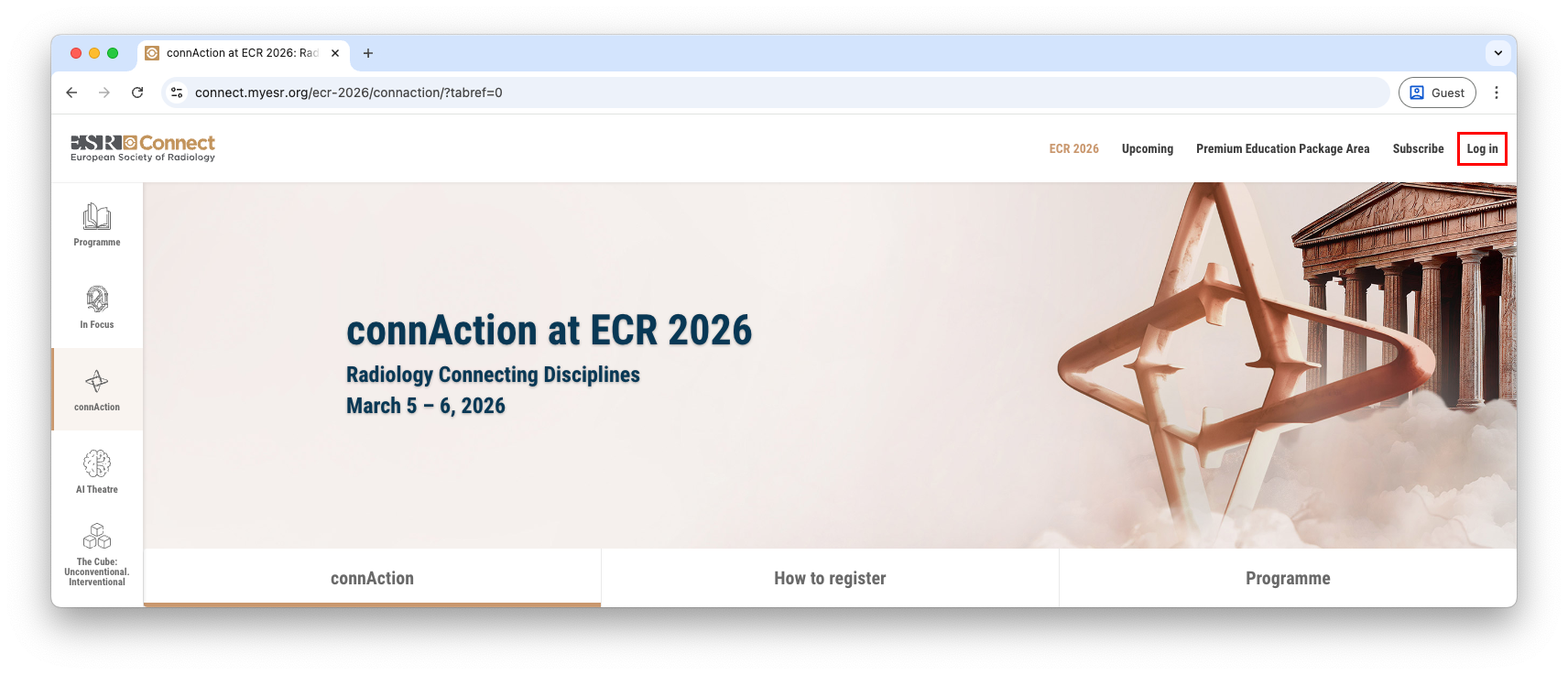 Click Login in the top right corner